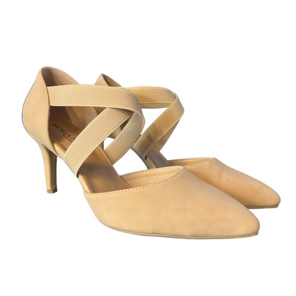 solanz Shoes - Solanz pumps shoes 8.5 M Neal strappy dark nude 3" high heel cushioned women's
